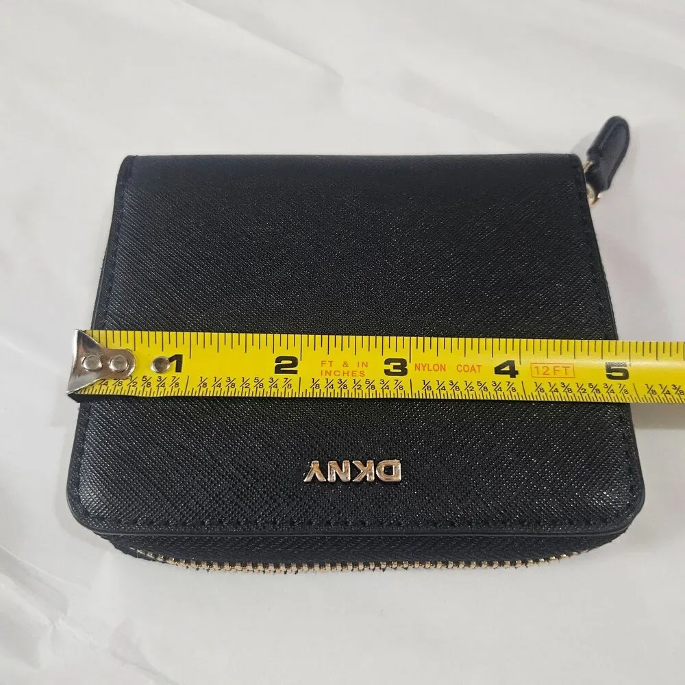 DKNY Zip-Around Skater Wallet Faux Leather Gold Zip